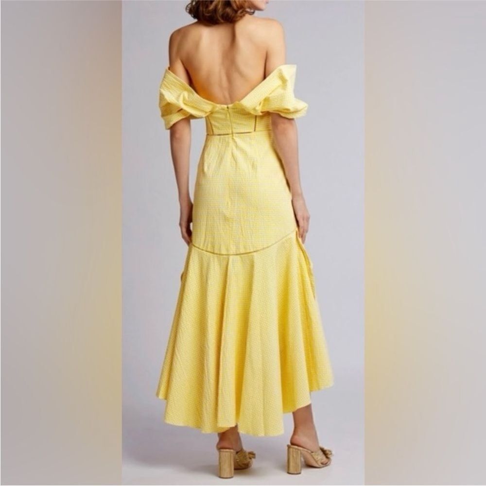 Jonathan Simkhai Yellow Asymmetrical Ruffled Off-Shoulder dress, US2 - Picture 4 of 14